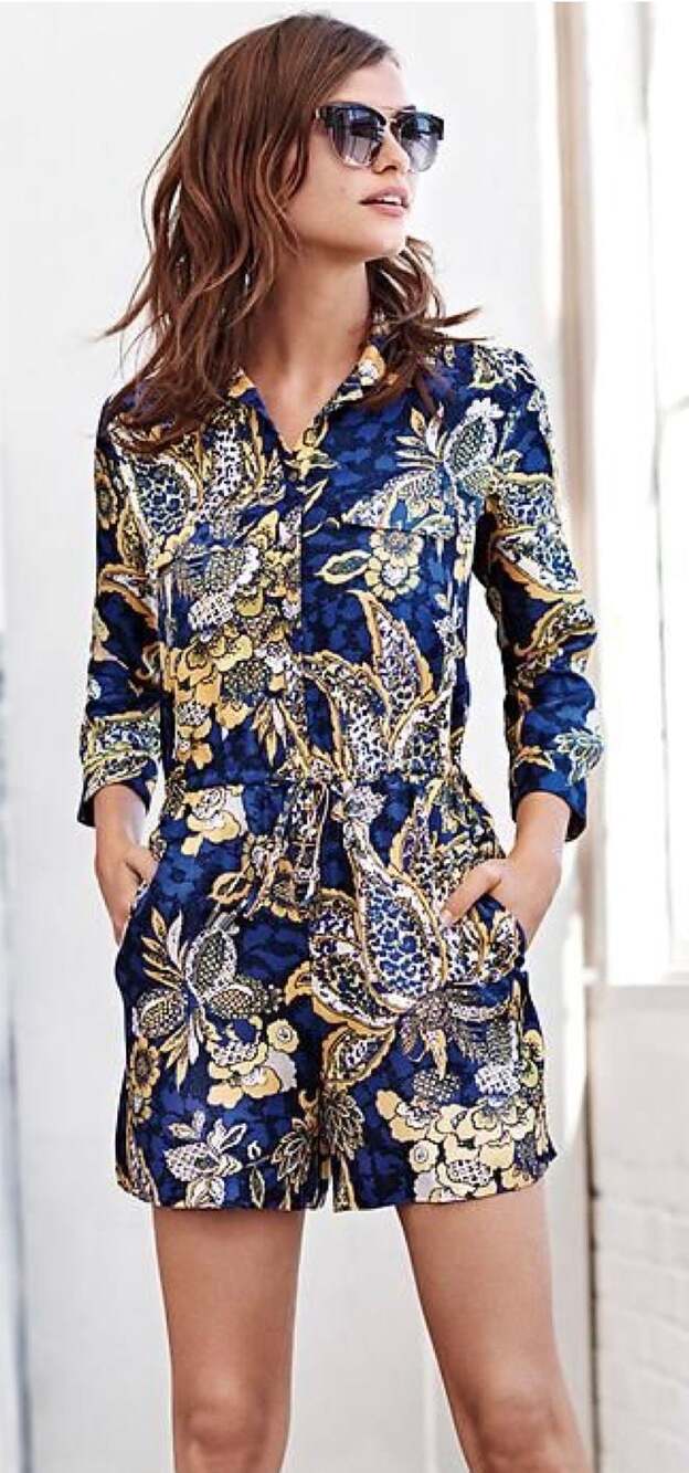 Banana Republic Limited Edition Long-Sleeve Floral Silk Romper